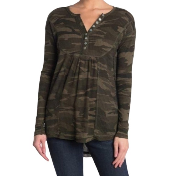 Nordstrom Sweet Romeo Camouflage Long Sleeve Top - Picture 1 of 8